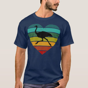 Camiseta Me encanta el corazón retro de las avestruces