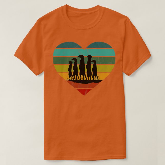 Camiseta Me encanta el corazón retro de Meerkats (Diseño del anverso)