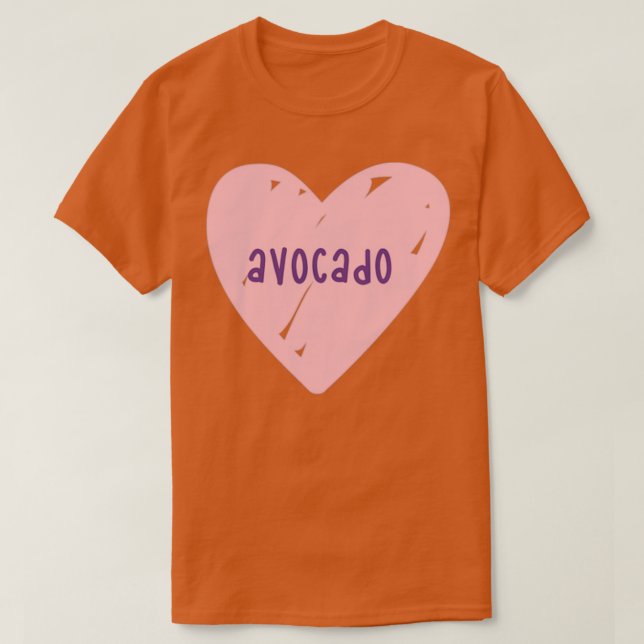 Camiseta me encanta el corazón rosa pastel aguacate (Diseño del anverso)