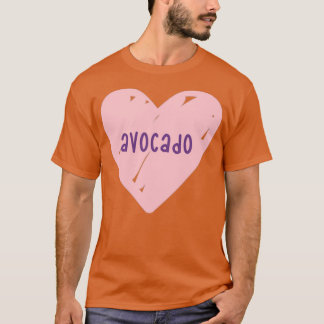 Camiseta me encanta el corazón rosa pastel aguacate
