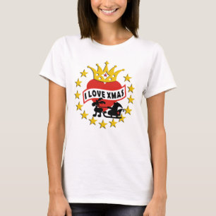 Camiseta ME ENCANTA EL CORAZÓN Y LA CORONA DE Navidad