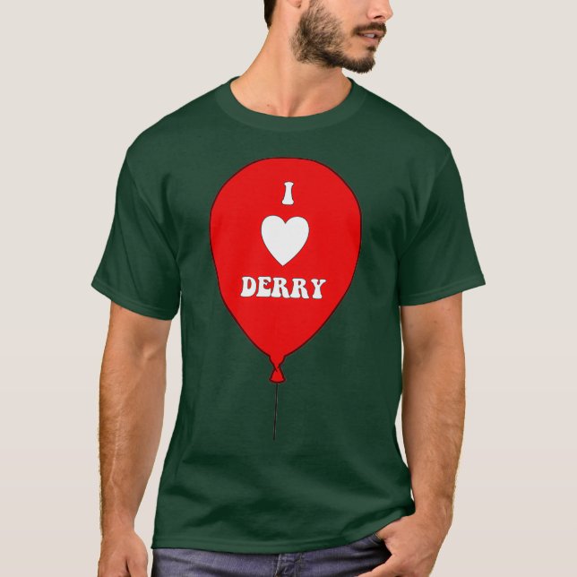 Camiseta ME ENCANTA EL DERRY en el globo rojo I Heart Derry (Anverso)