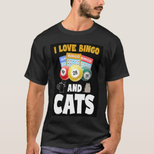 Camiseta Me encanta el diseño de Bingo y Gatos Cuadros Retr