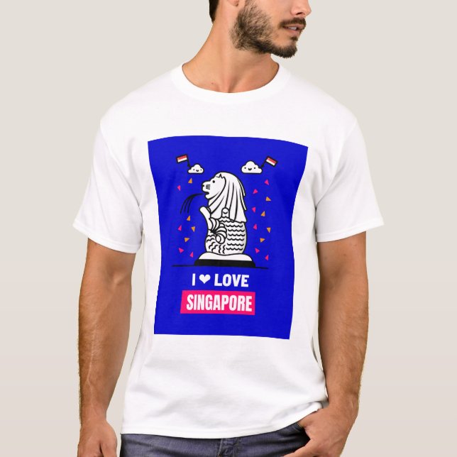 Camiseta Me Encanta El Diseño De Merlion En Singapur Para T (Anverso)