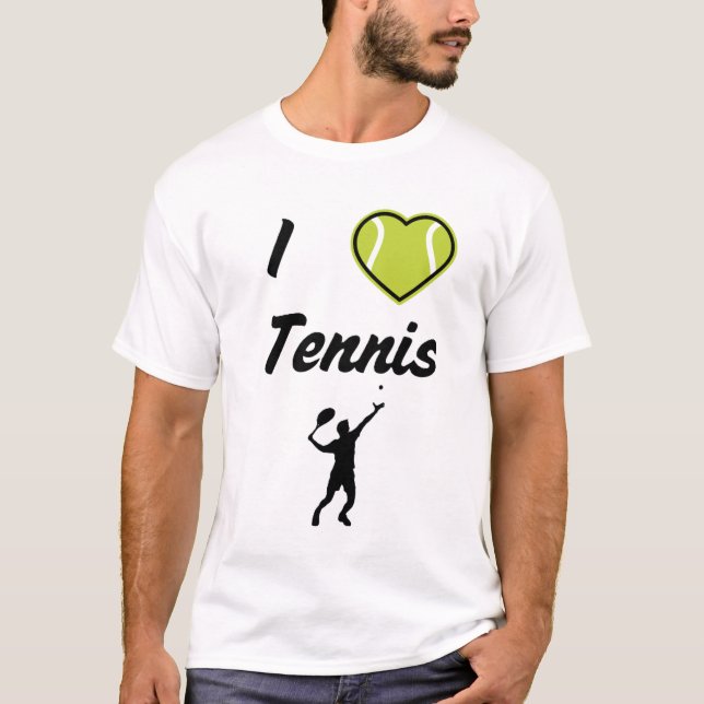 Camiseta Me encanta el diseño de texto de tenis (Anverso)
