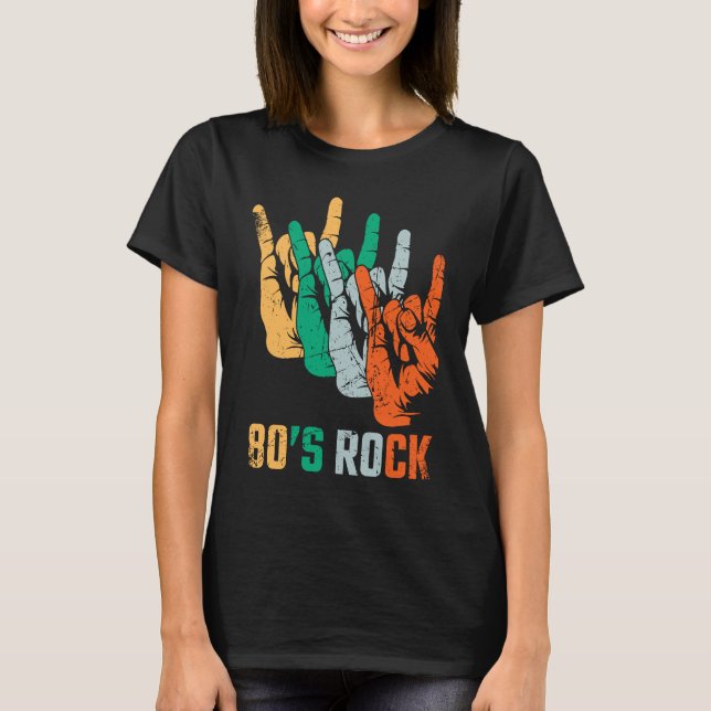 Camiseta Me encanta el disfraz Chica de Rock Retro 80. (Anverso)