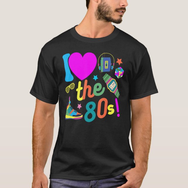 Camiseta Me encanta el disfraz del Fiesta Retro 80 para los (Anverso)