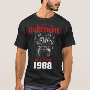 Camiseta Me encanta el doberman desde 1988