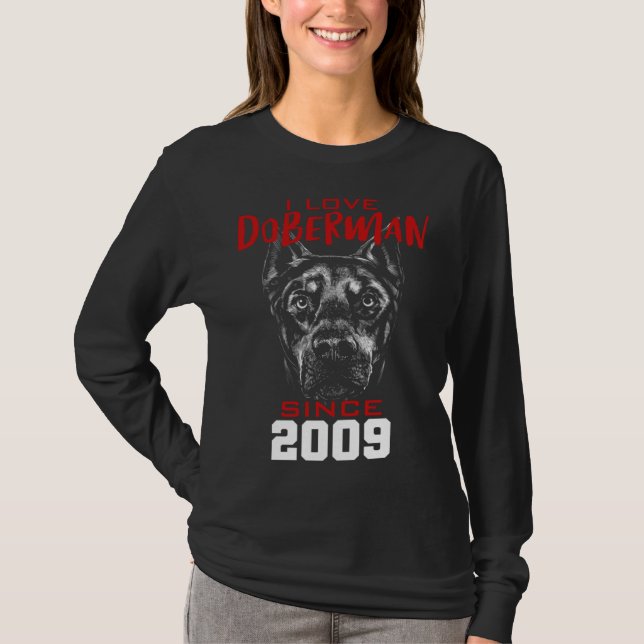 Camiseta Me encanta el doberman desde 2009 (Anverso)