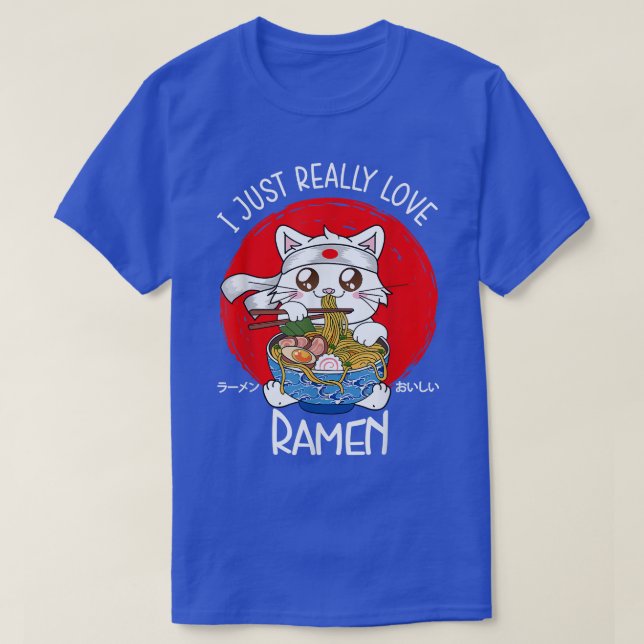 Camiseta Me encanta el fideo japonés de Ramen Cat en Ramen (Diseño del anverso)