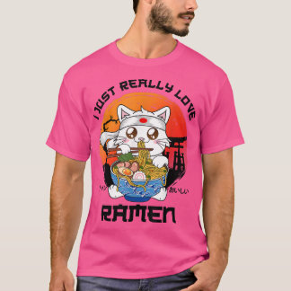 Camiseta Me encanta el fideo japonés de Ramen Cat en Ramen