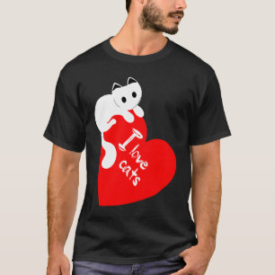 Camiseta Me encanta el gato gatitos amigos animales corazón