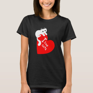 Camiseta Me encanta el gato gatitos amigos animales corazón