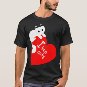 Camiseta Me encanta el gato gatitos amigos animales corazón