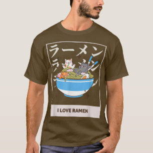 Camiseta Me encanta el gato Ramen Noodles Anime japonés