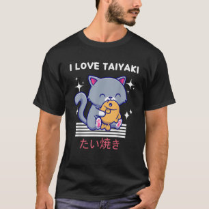Camiseta Me encanta el gato taiyaki lindo Kawaii come Taiya