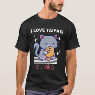 Camiseta Me encanta el gato taiyaki lindo Kawaii come Taiya