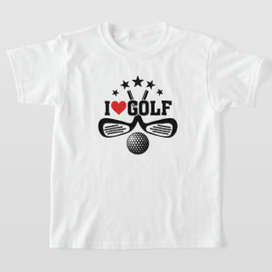 Camiseta Me encanta el golf, los clubes de golf cruzados y 
