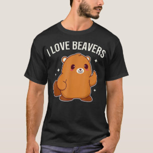 Camiseta Me Encanta El Gráfico Cute Beaver