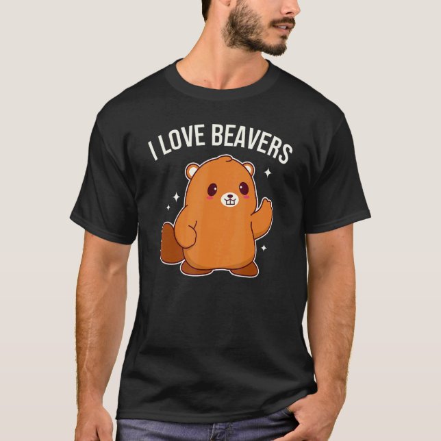 Camiseta Me Encanta El Gráfico Cute Beaver (Anverso)