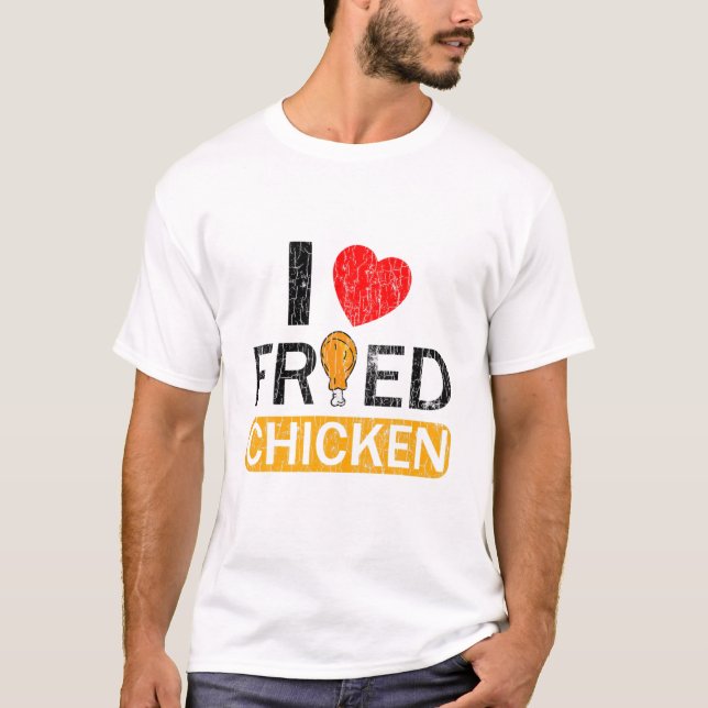 Camiseta Me Encanta El Gráfico De Los Amantes Del Pollo Fri (Anverso)