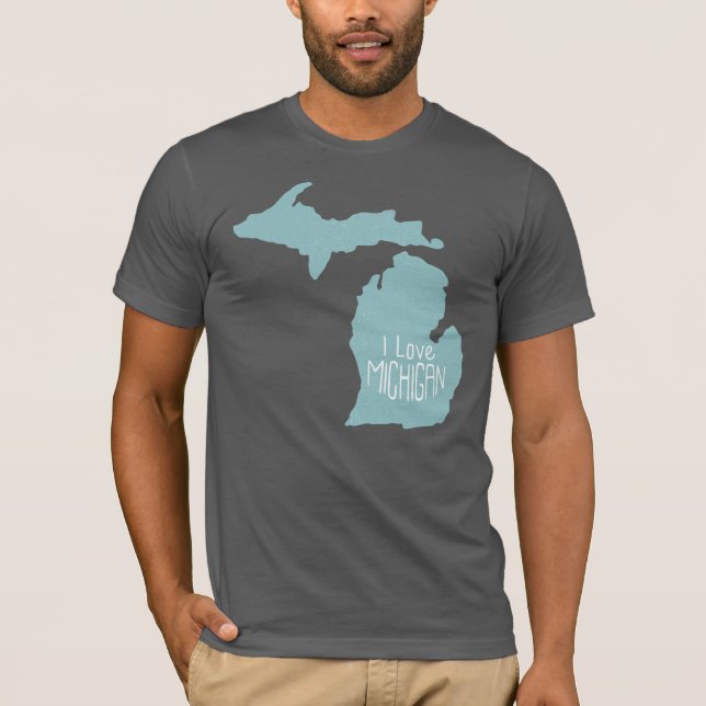Camiseta Me encanta el gris azul de Michigan (Anverso)