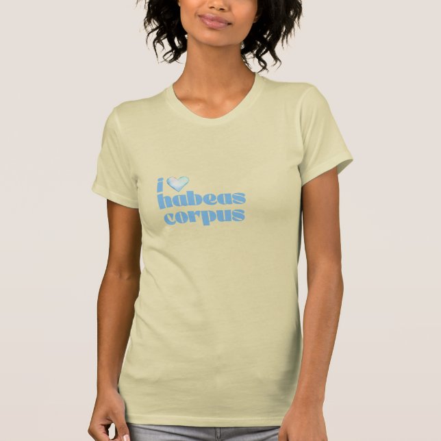 Camiseta me encanta el habeas corpus blue en creme (Anverso)