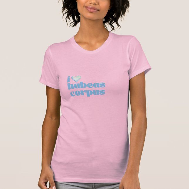 Camiseta me encanta el habeas corpus blue en rosa (Anverso)