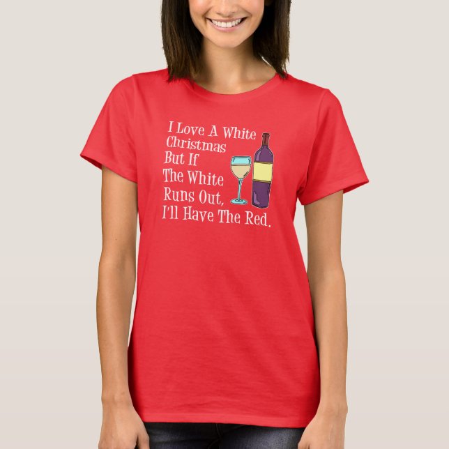 Camiseta Me encanta el humor de los Navidades blancos en el (Anverso)