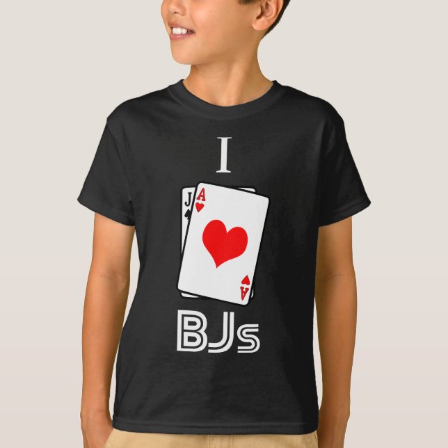 Camiseta Me encanta el juego de casino Blackjack 21 de BJ (Anverso)