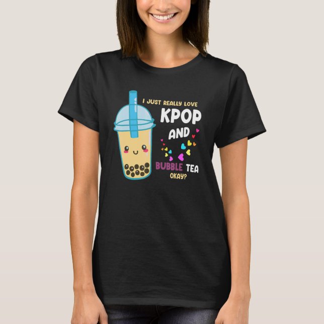 Camiseta Me encanta el kpop y el té de burbujas. (Anverso)