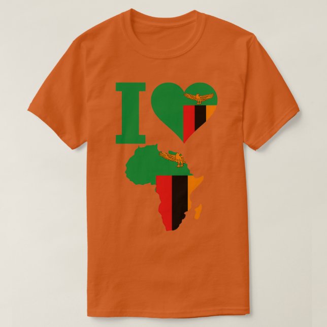 Camiseta Me encanta el mapa de la bandera de Zambia de Áfri (Diseño del anverso)