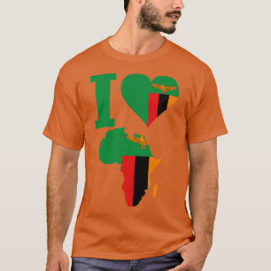 Camiseta Me encanta el mapa de la bandera de Zambia de Áfri