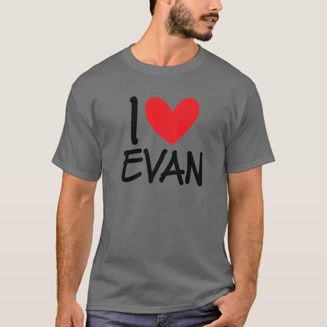 Camiseta Me Encanta El Nombre De Evan Hombres Personalizado (Anverso)