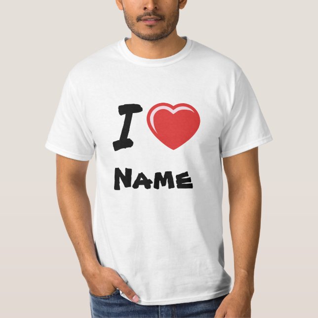 Camiseta Me encanta el nombre personalizado del corazón (Anverso)