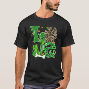 Camiseta Me encanta el perro Paw Leopard Clovers St Patrick
