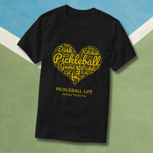 Camiseta Me encanta el Pickleball Nombre personalizado Word