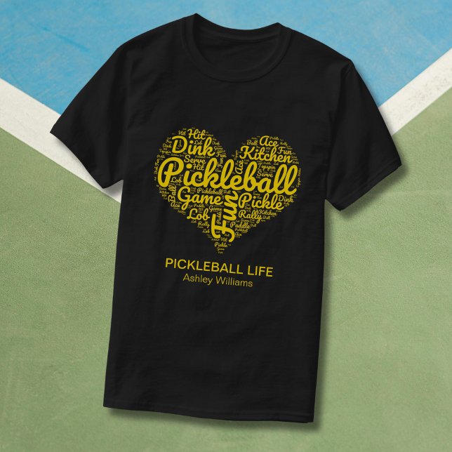 Camiseta Me encanta el Pickleball Nombre personalizado Word (Replace Text & Name to customize.  See collection for other matching items eg hat, bottle, keychain)