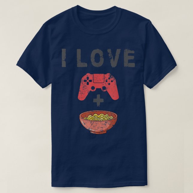 Camiseta Me Encanta El Ramen Y Jugar A Los Fideos Retro Gra (Diseño del anverso)