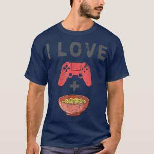 Camiseta Me Encanta El Ramen Y Jugar A Los Fideos Retro Gra