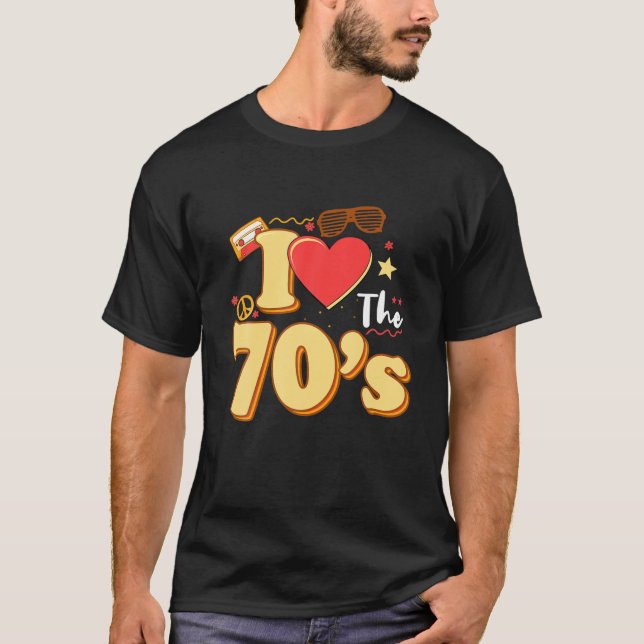 Camiseta Me Encanta El Retro De Guay De Los 70'S Heart Sete (Anverso)