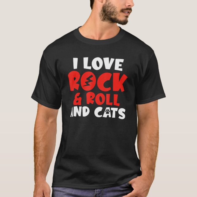 Camiseta Me encanta el rock and Roll and Cats Rocker (Anverso)