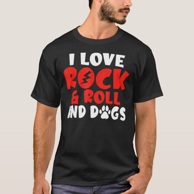 Camiseta Me encanta el rock and Roll and Dogs Rocker (Anverso)