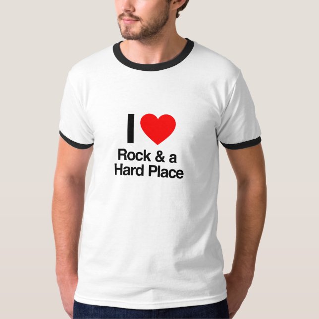 Camiseta me encanta el rock y un lugar duro (Anverso)