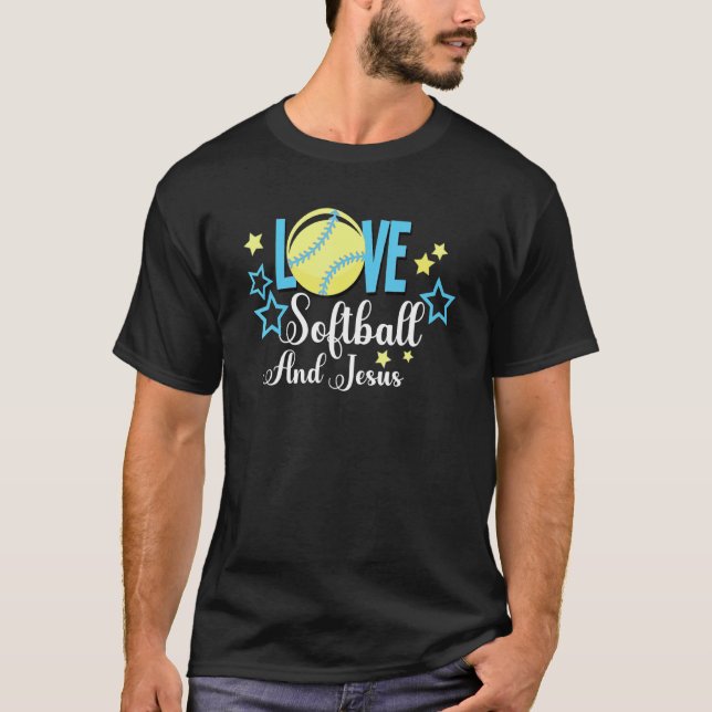 Camiseta Me Encanta El Softball Y Jesús (Anverso)