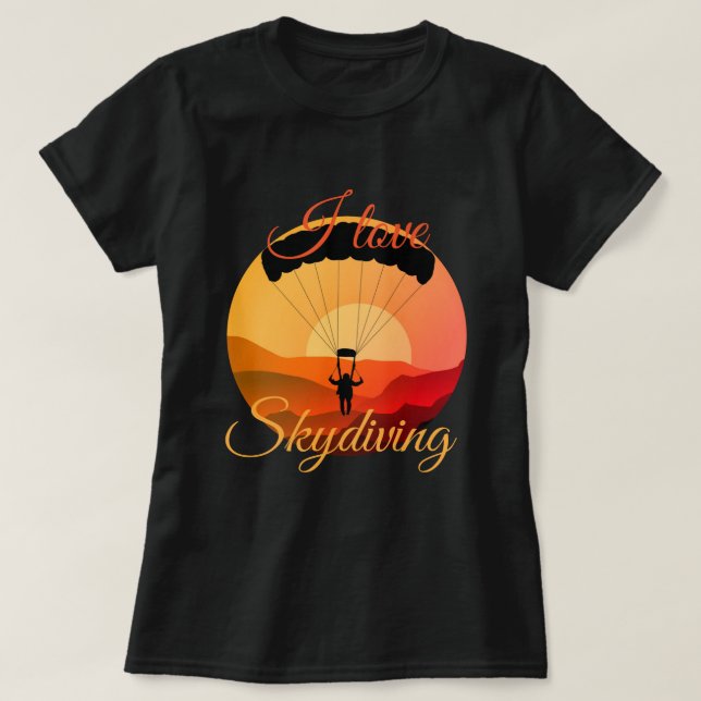 Camiseta Me encanta el submarinismo con paracaídas retro (Diseño del anverso)