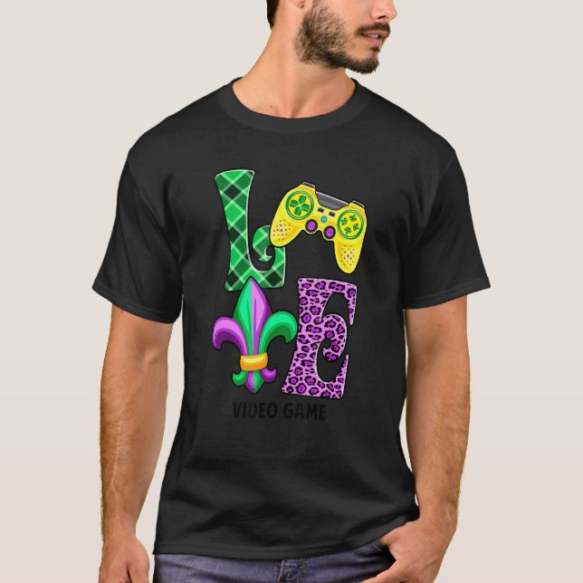 Camiseta Me encanta el videojuego Mardi Gras Hombres Leopar (Anverso)