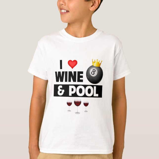 Camiseta Me Encanta El Vino Y El Palo De Piscina 8 Ll Pocke (Anverso)