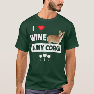 Camiseta Me encanta el vino y mi mamá Corgi papá perro bebe