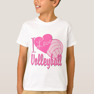 Camiseta Me encanta el voleibol rosado